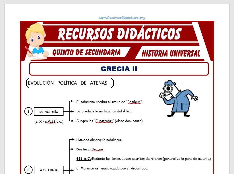 Ficha de Grecia Resumen II para Quinto de Secundaria