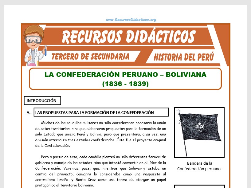 Ficha de La Confederación Perú - Boliviana para Tercero de Secundaria