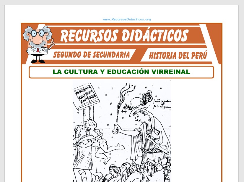 Ficha de La Cultura y Educación Virreinal para Segundo de Secundaria