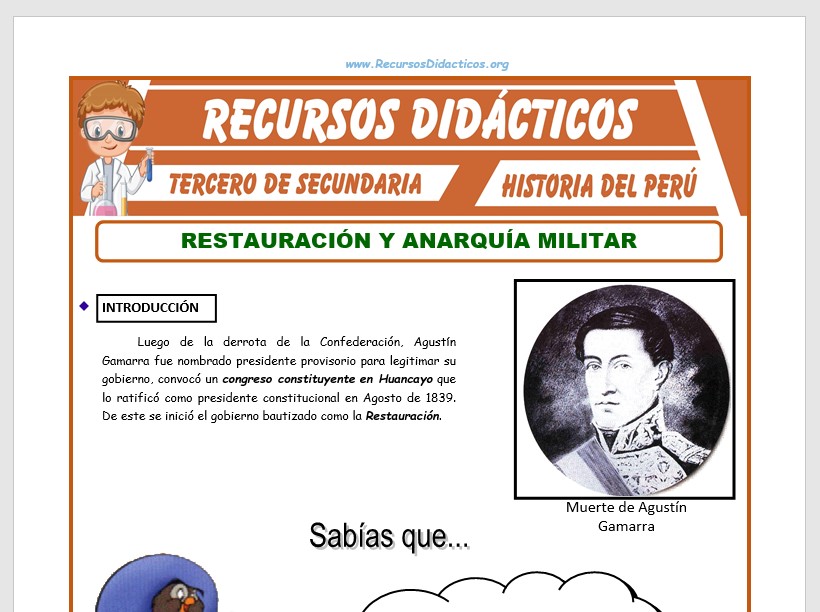 Ficha de Restauración y Anarquía Militar para Tercero de Secundaria