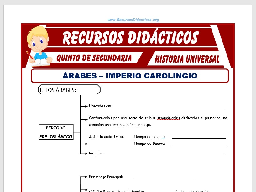 Ficha de Árabes e Imperio Carolingio para Quinto de Secundaria
