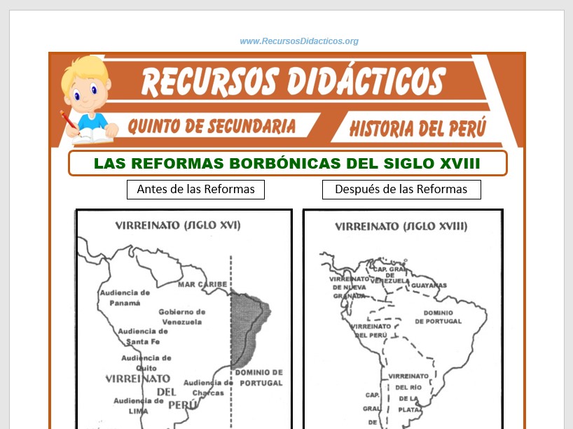 Ficha de Las Reformas Borbónicas del Siglo XVIII para Quinto de Secundaria