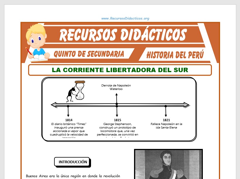 Ficha de Resumen de la Corriente Libertadora del Sur para Quinto de Secundaria