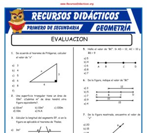 Evaluación de Geometria para Primerio de Secundaria