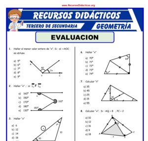 Evaluación de Geometría para Tercero de Secundaria